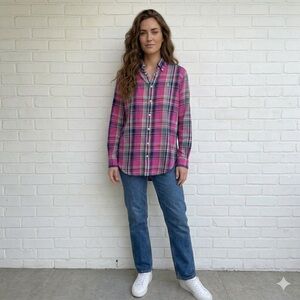 Ralph Lauren Pink Plaid Button-Down Shirt vintage w/ yellow polo horse